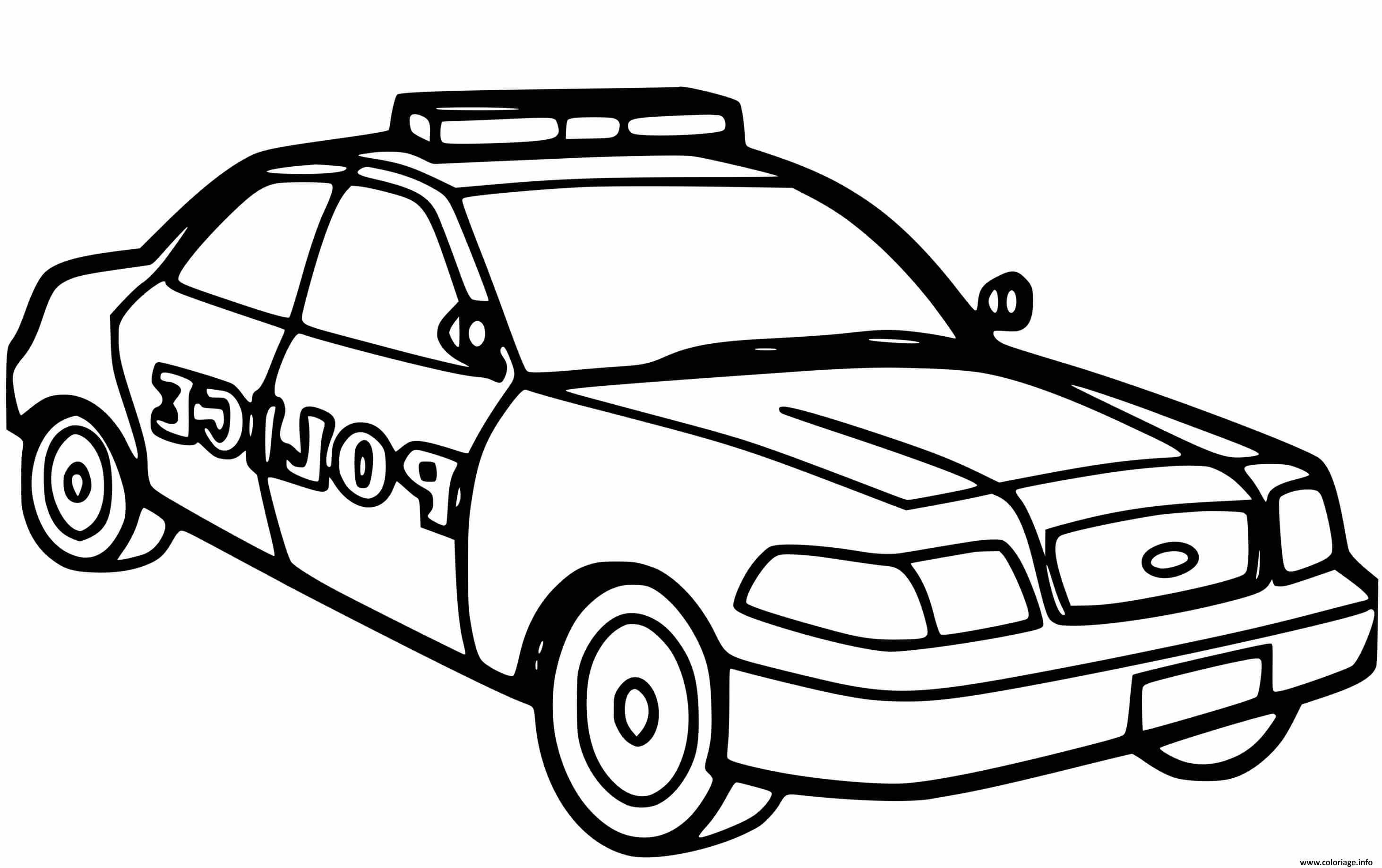 Раскраска черно белая Полицейская машина