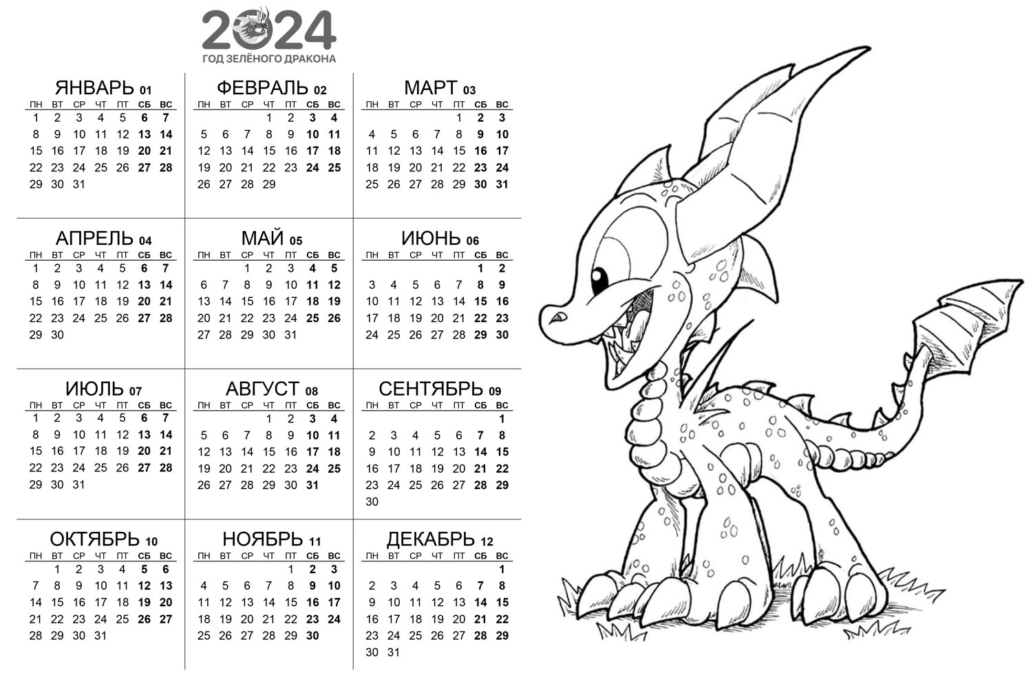 Какого дракона по цвету 2024