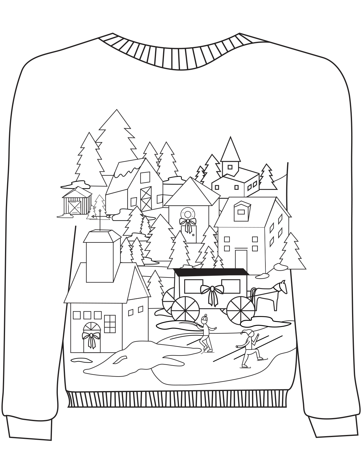 Раскраска для детей украсим свитер