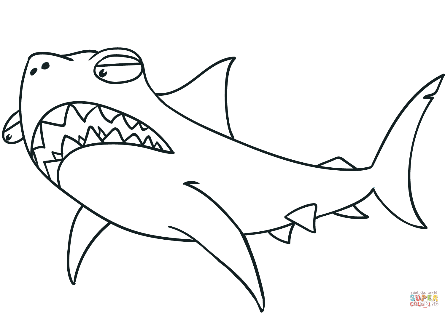 Акула раскраска для детей