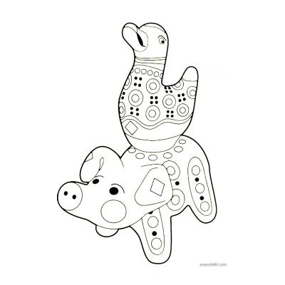 Дымковская игрушка - раскраска для детей  - распечатать, скачать бесплатно