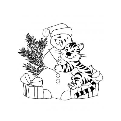 Раскраска новый год тигра