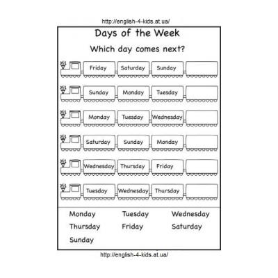   Days of the week