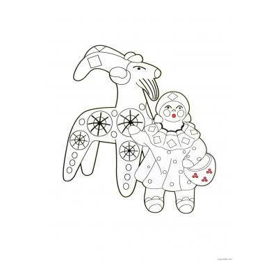 Дымковская игрушка - раскраска для детей  - распечатать, скачать бесплатно