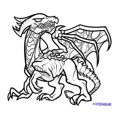 Раскраска Эндер Дракон из Майнкрафт