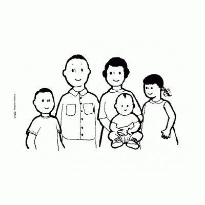 Раскраска семья 5 человек