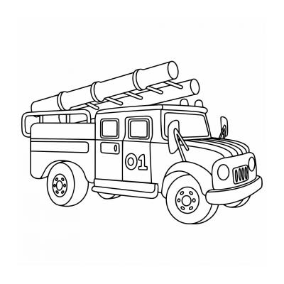  картинка пожарной машины и пожарника
