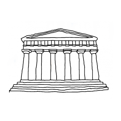 Раскраска древнегреческий храм - распечатать, скачать бесплатно