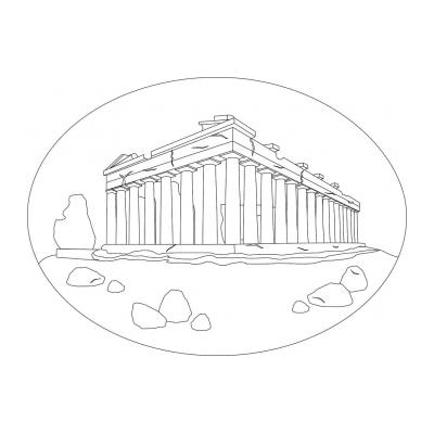 Раскраска древнегреческий храм - распечатать, скачать бесплатно