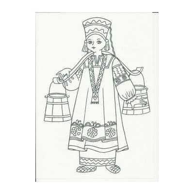 Раскраска русский национальный костюм