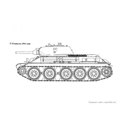 Раскраска Танк Т-34  - распечатать, скачать бесплатно
