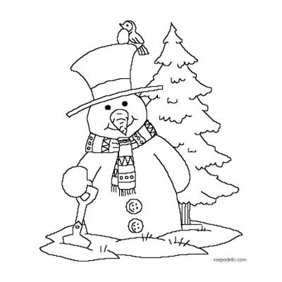  Новогодняя раскраска Снеговик