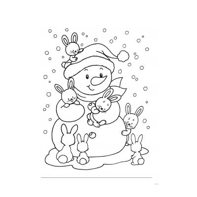  Новогодняя раскраска Снеговик