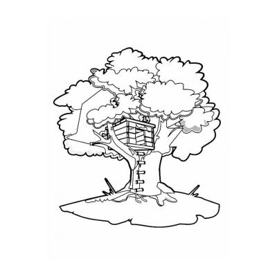 Раскраски Домик на дереве - распечатать, скачать бесплатно