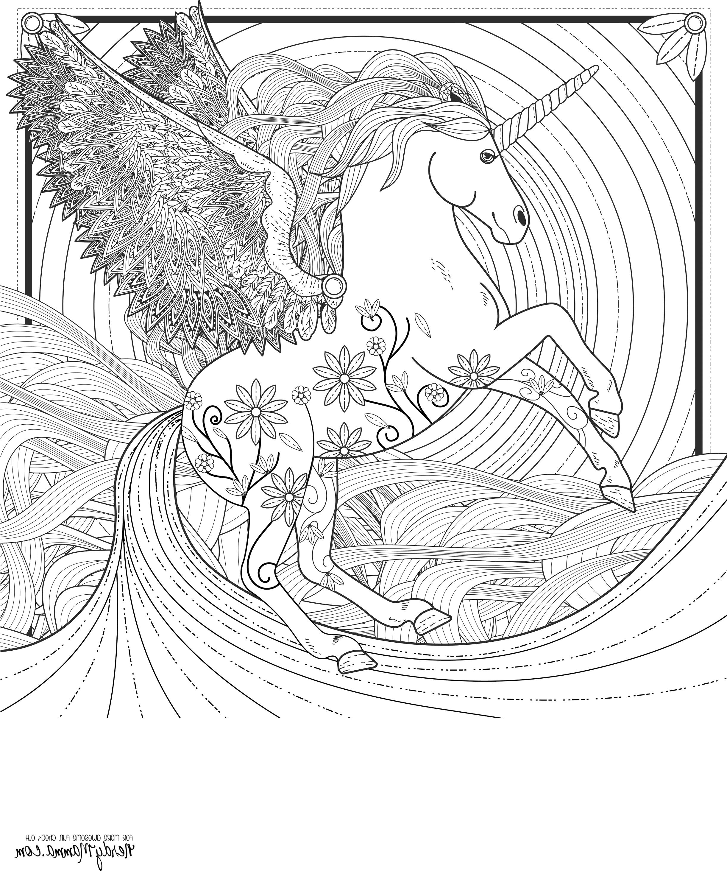 Раскраска Единорог сложная